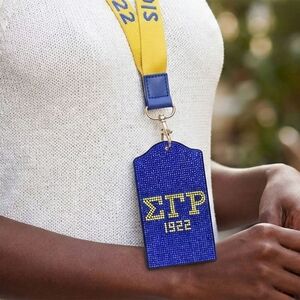 SGRHO Blue Sparkle Sorority Pride ID Badge Holder